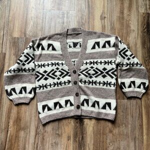 Cowichan Native Print Inspired Cardigan Sweater